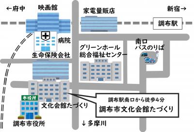 文化会館たづくりの地図.
