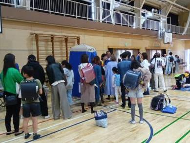 避難所体験の写真