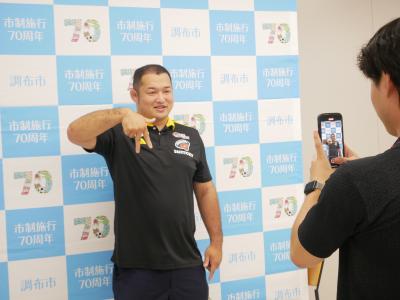 垣永選手の撮影風景