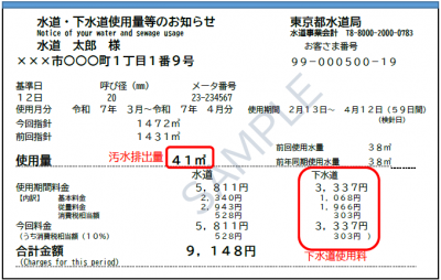 水道・下水道使用料量等のお知らせのイメージ画像