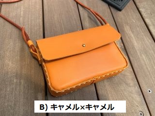 ミニレザーバッグB)キャメル×キャメルの写真