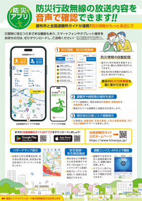 防災アプリの紹介のチラシの表面