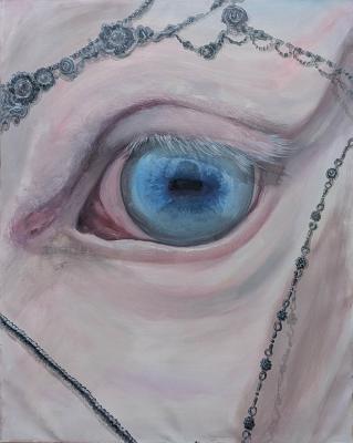 油彩画「被せられた文化」画像