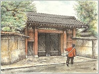 「井上家の門(水彩)」の写真