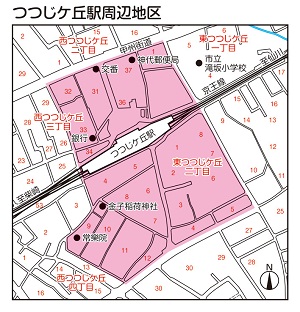 つつじヶ丘駅周辺地区の地図の画像
