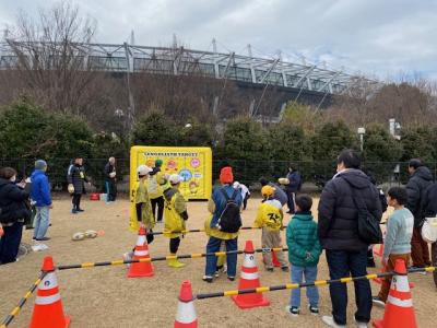 ラグビー体験コーナーの写真